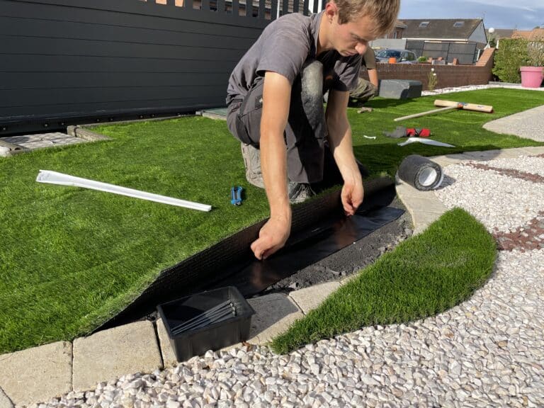 chantier gazon synthetique